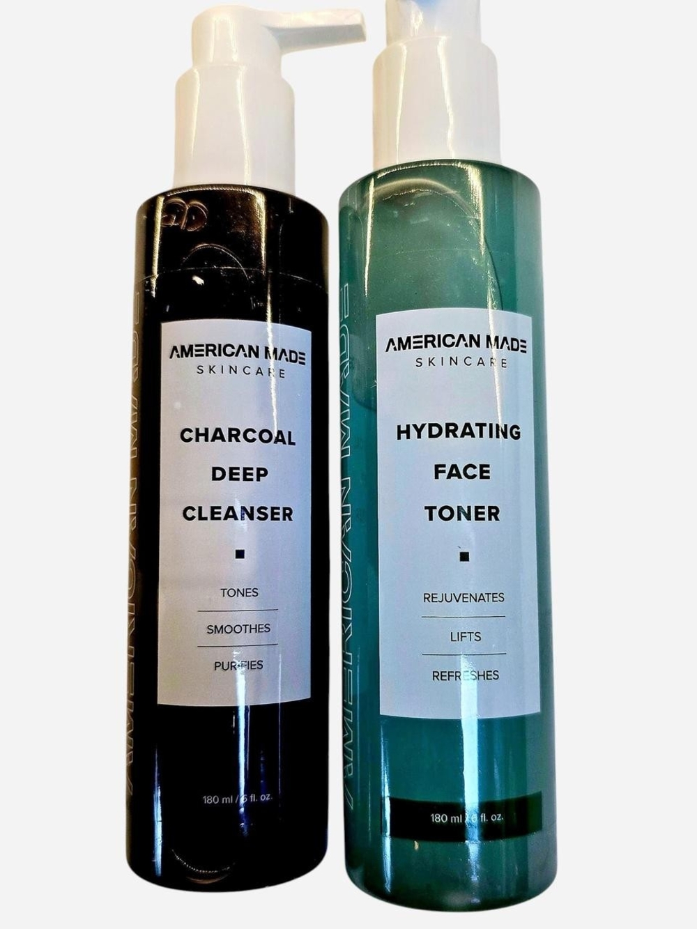 AMERICAN MADE Charcoal Deep Cleanser and Hydrating Face Toner in Teal Duo